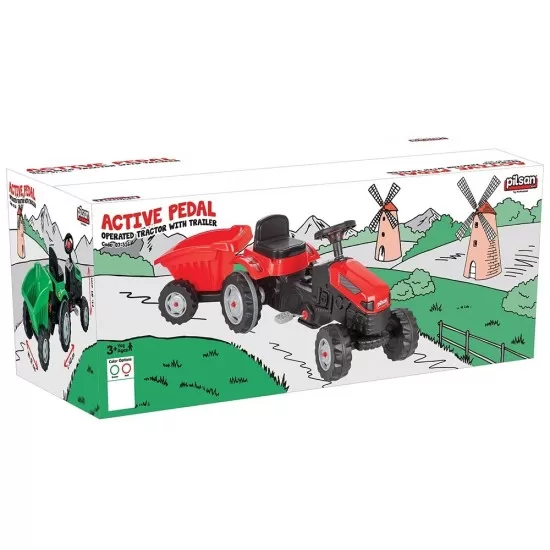 Tractor cu pedale si remorca Pilsan Active verde