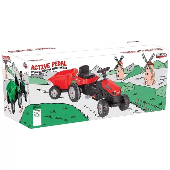 Tractor cu pedale si remorca Pilsan Active rosu Tractor cu pedale si remorca Pilsan Active rosu