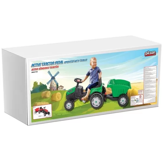 Tractor cu pedale si remorca Pilsan Active rosu Tractor cu pedale si remorca Pilsan Active rosu