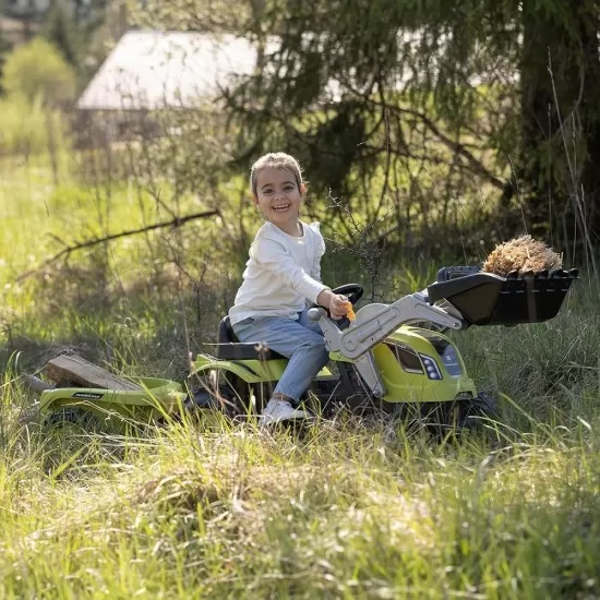 Tractor cu pedale si remorca Smoby Farmer Max verde cu negru Tractor cu pedale si remorca Smoby Farmer Max verde cu negru