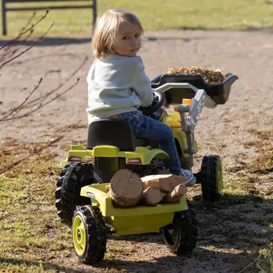 Tractor cu pedale si remorca Smoby Farmer Max verde cu negru Tractor cu pedale si remorca Smoby Farmer Max verde cu negru