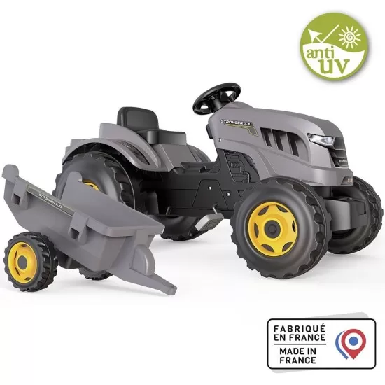 Tractor cu pedale si remorca Smoby Stronger XXL gri Tractor cu pedale si remorca Smoby Stronger XXL gri