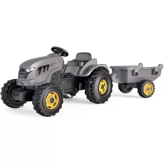 Tractor cu pedale si remorca Smoby Stronger XXL gri Tractor cu pedale si remorca Smoby Stronger XXL gri