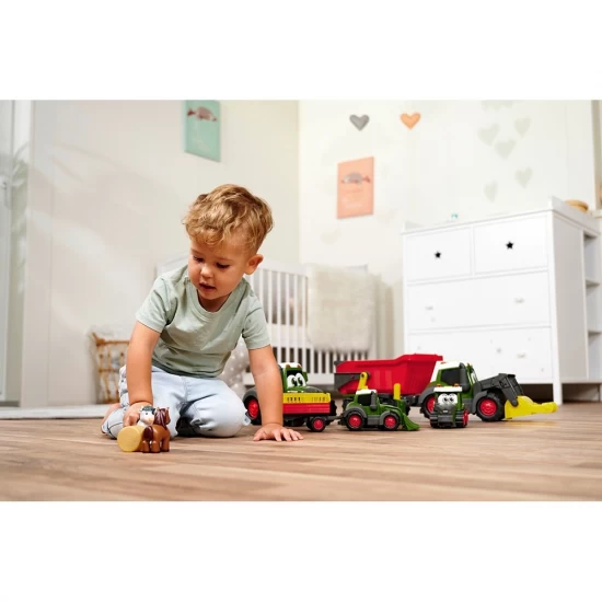 Tractor Simba ABC Fendt Animal Trailer 30 cm cu lumini, sunete, remorca si figurina Tractor Simba ABC Fendt Animal Trailer 30 cm cu lumini, sunete, remorca si figurina