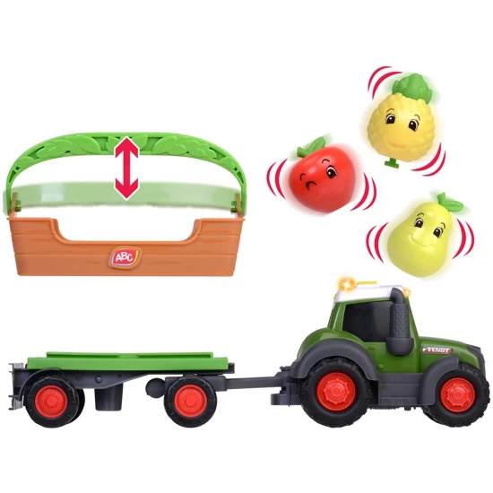 Tractor Simba ABC Freddy Fruit Trailer 30 cm cu lumini, sunete, remorca si figurine Tractor Simba ABC Freddy Fruit Trailer 30 cm cu lumini, sunete, remorca si figurine