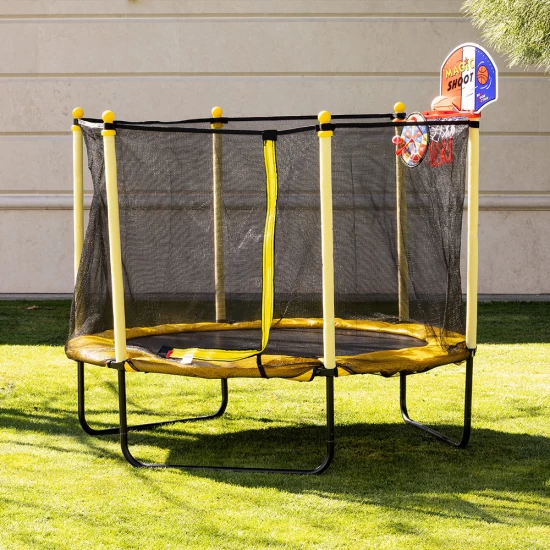 Trambulina 140 cm cu cos baschet Chipolino Sporty Yellow
