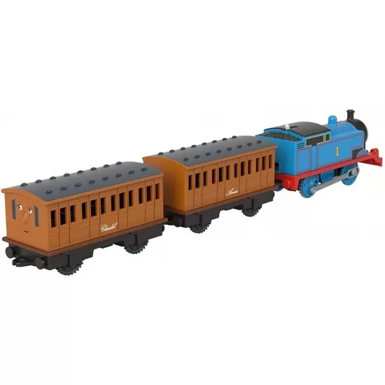 Locomotiva motorizata Thomas cu 2 vagoane Annie si Clarabel Locomotiva motorizata Thomas cu 2 vagoane Annie si Clarabel