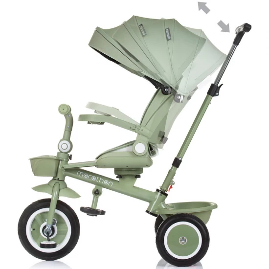 Tricicleta copii cu sezut rotativ si copertina detasabila Chipolino Marathon Pastel Green