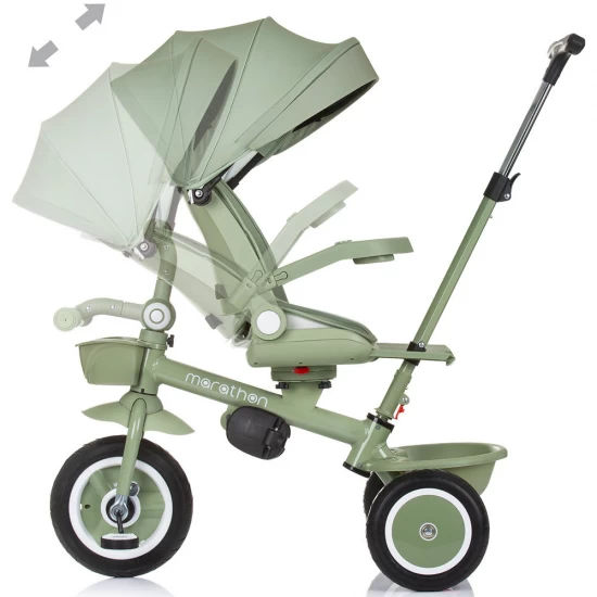 Tricicleta copii cu sezut rotativ si copertina detasabila Chipolino Marathon Pastel Green