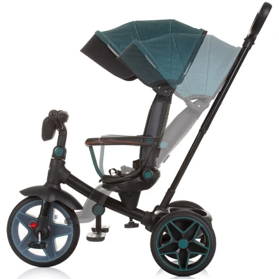 Tricicleta cu copertina si sezut reversibil Chipolino Derby Teal Tricicleta cu copertina si sezut reversibil Chipolino Derby Teal