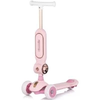 Trotineta copii cu ghidon reglabil si roti cu lumini Chipolino Bloomi Pink