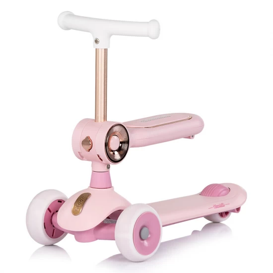 Trotineta copii cu ghidon reglabil si roti cu lumini Chipolino Bloomi Pink