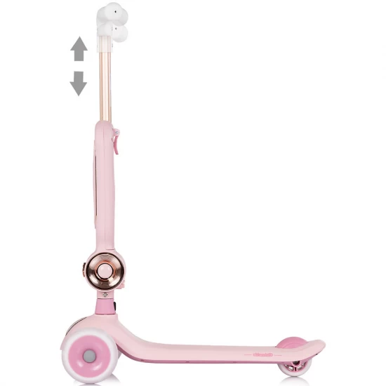 Trotineta copii cu ghidon reglabil si roti cu lumini Chipolino Bloomi Pink