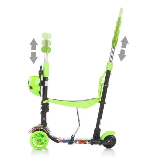 Trotineta Chipolino Kiddy Evo 3 in 1 cu maner Green Graffiti Trotineta Chipolino Kiddy Evo 3 in 1 cu maner Green Graffiti