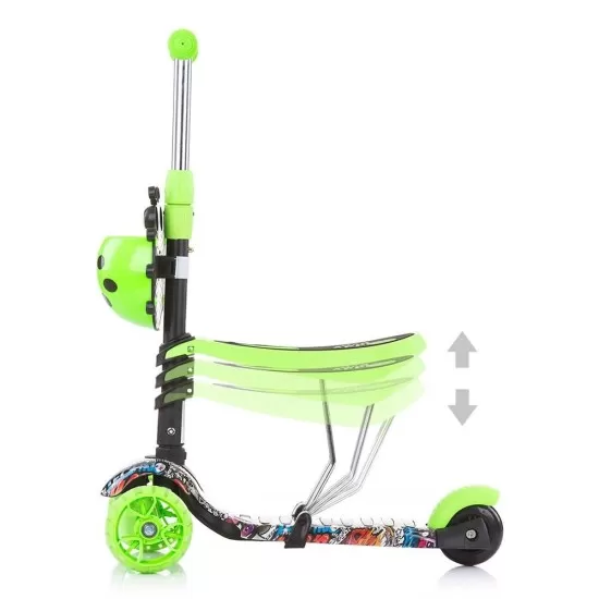 Trotineta Chipolino Kiddy Evo 3 in 1 cu maner Green Graffiti Trotineta Chipolino Kiddy Evo 3 in 1 cu maner Green Graffiti
