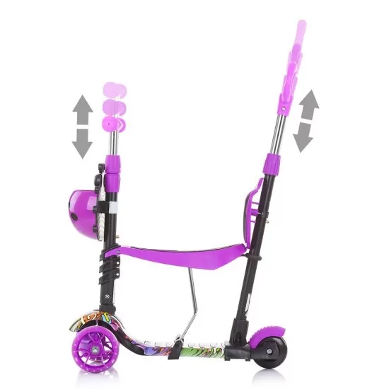 Trotineta Chipolino Kiddy Evo 3 in 1 cu maner Purple Graffiti