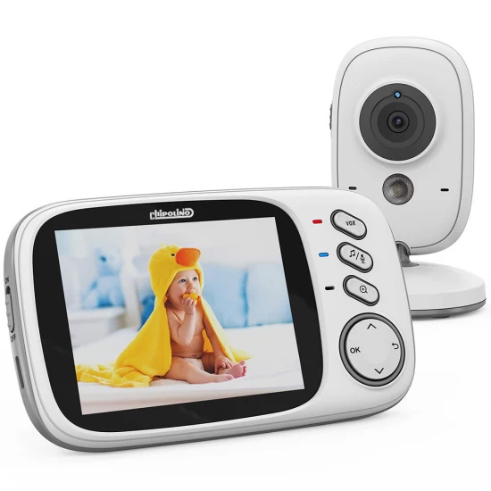 Video monitor cu redare muzica, senzor de temperatura si vedere nocturna Chipolino Polaris Silver
