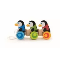 Jucarie de tras pinguini din lemn