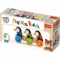 Jucarie de tras pinguini din lemn
