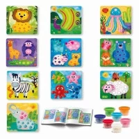 Set creativ As Art cu cartonase animale si 7 borcanase de plastilina