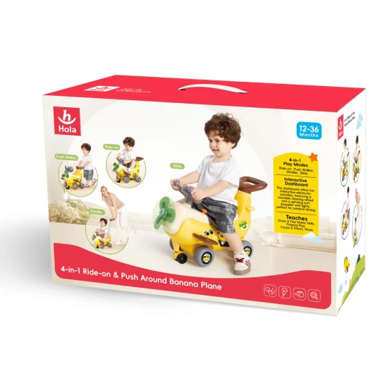 Vehicul ride on Avion 4 in 1 cu maner de impingere Vehicul ride on Avion 4 in 1 cu maner de impingere
