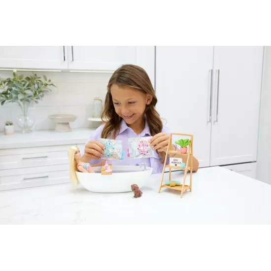Set de joaca Barbie Self-Care cu cada de baie si confetti Set de joaca Barbie Self-Care cu cada de baie si confetti