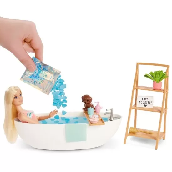 Set de joaca Barbie Self-Care cu cada de baie si confetti Set de joaca Barbie Self-Care cu cada de baie si confetti
