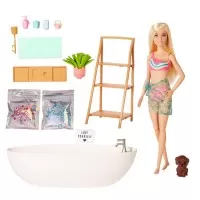 Set de joaca Barbie Self-Care cu cada de baie si confetti