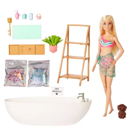 Set de joaca Barbie Self-Care cu cada de baie si confetti Set de joaca Barbie Self-Care cu cada de baie si confetti