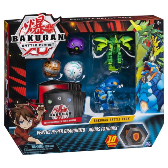 Set de lupta cu 5 bile Ventus Hyper Dragonoid si Aquos Pandoxx Bakugan