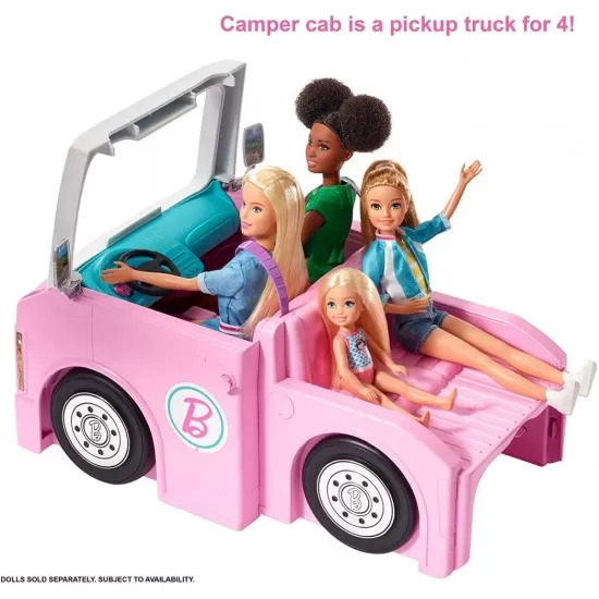 Rulota de vis Barbie 3 in 1 super accesorizata cu 60 de piese Rulota de vis Barbie 3 in 1 super accesorizata cu 60 de piese