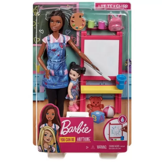 Set Barbie Cariere - Mobilier cu papusa bruneta profesoara de pictura