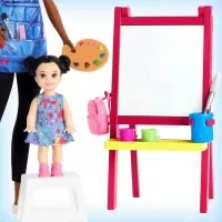 Set Barbie Cariere - Mobilier cu papusa bruneta profesoara de pictura