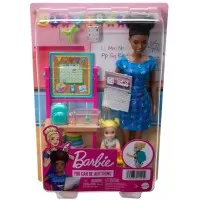 Set de joaca Barbie Cariere - Papusa bruneta profesoara cu mobilier