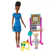Set de joaca Barbie Cariere - Papusa bruneta profesoara cu mobilier