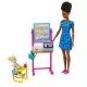 Set de joaca Barbie Cariere - Papusa bruneta profesoara cu mobilier