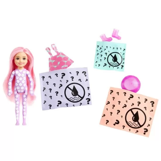 Papusa Barbie Chelsea Descopera Culoarea - Tinuta de ploaie Papusa Barbie Chelsea Descopera Culoarea - Tinuta de ploaie