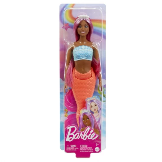Papusa sirena cu par magenta si coada portocalie Barbie Dreamtropia Papusa sirena cu par magenta si coada portocalie Barbie Dreamtropia