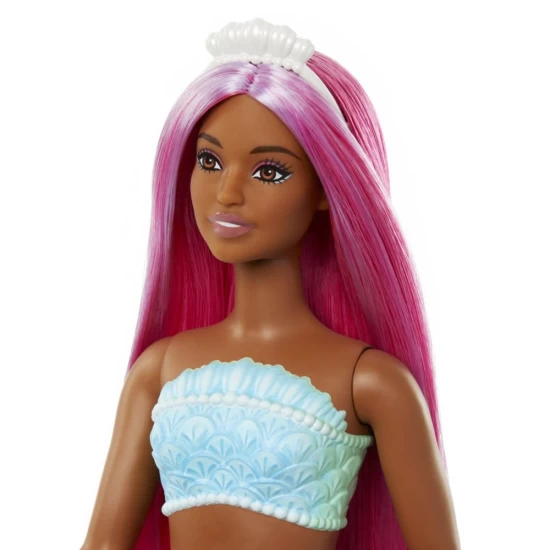 Papusa sirena cu par magenta si coada portocalie Barbie Dreamtropia Papusa sirena cu par magenta si coada portocalie Barbie Dreamtropia