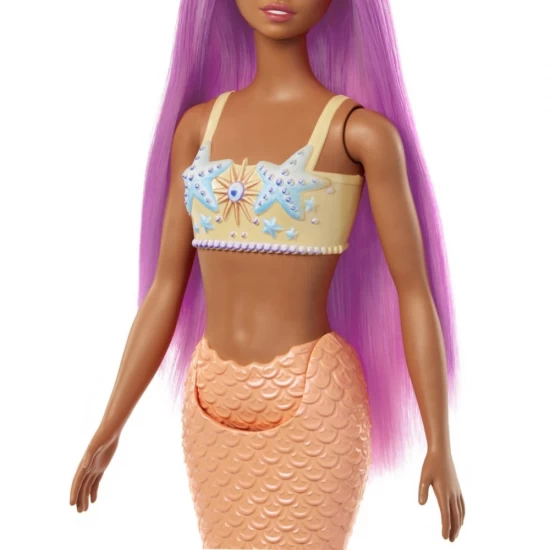 Papusa sirena cu parul roz si coada portocalie Barbie Dreamtropia Papusa sirena cu parul roz si coada portocalie Barbie Dreamtropia