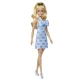 Papusa Barbie Fashionistas blonda cu rochie albastra cu fundite Papusa Barbie Fashionistas blonda cu rochie albastra cu fundite