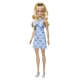 Papusa Barbie Fashionistas blonda cu rochie albastra cu fundite Papusa Barbie Fashionistas blonda cu rochie albastra cu fundite