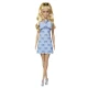 Papusa Barbie Fashionistas blonda cu rochie albastra cu fundite Papusa Barbie Fashionistas blonda cu rochie albastra cu fundite