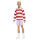 Papusa Ken Barbie Fashionistas blond cu bluza polo dungi rosii albe Papusa Ken Barbie Fashionistas blond cu bluza polo dungi rosii albe