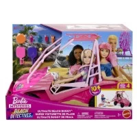 Set de joaca Barbie Mysteries Detectivi pe Plaja cu masinuta Buggy si accesorii