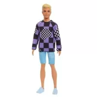 Papusa Barbie baiat Fashionistas blond cu bluza cu imprimeu geometric