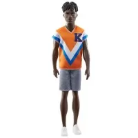 Papusa baiat Barbie Fashionistas brunet cu tricou portocaliu