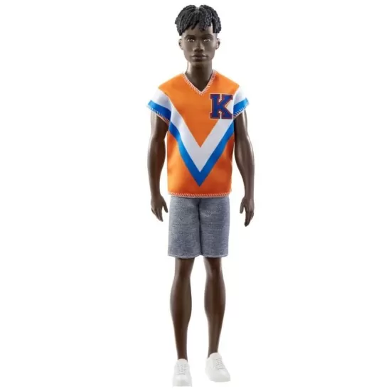Papusa baiat Barbie Fashionistas brunet cu tricou portocaliu
