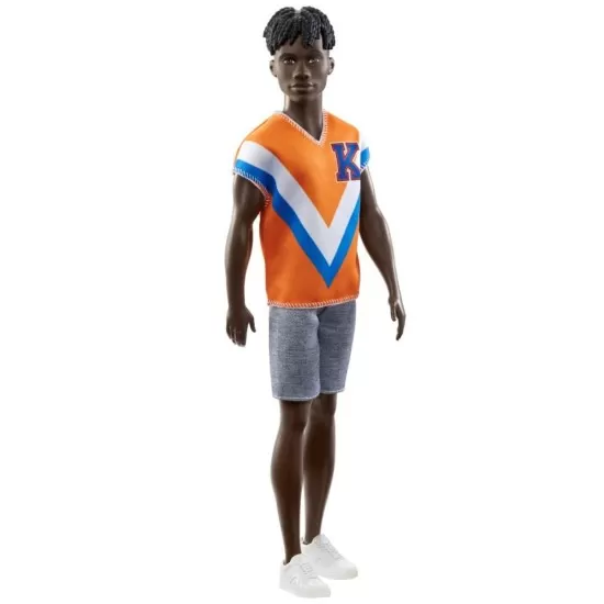 Papusa baiat Barbie Fashionistas brunet cu tricou portocaliu
