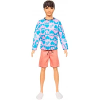 Papusa baiat Barbie Fashionistas cu bluza cu inimioare 